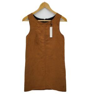 New Sanctuary Womens Village Shift Dress Sleeveless Faux Brown Suede Size XS
